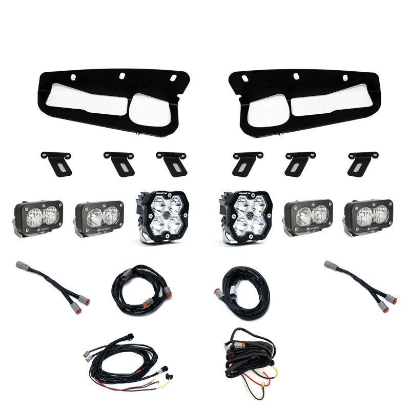Ford Bronco Squadron Lights - Baja Designs - Spot / S2 Sport D/C & W/C FPK Steel Bumper - Clear - `21-`25